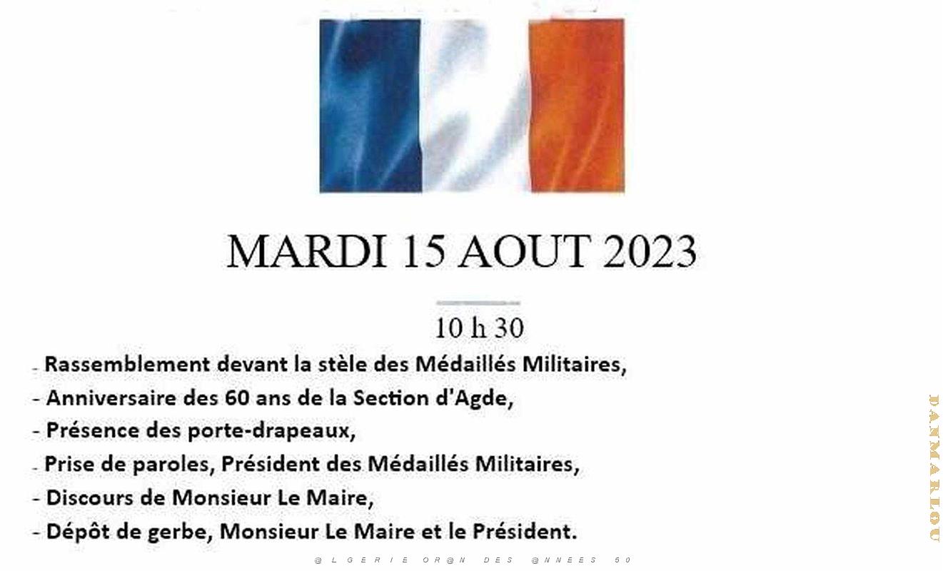 1 Cap Agde - 15 Aout 2023 -  Stele Medailles Militaires - Anniversaire 60 ans (2).jpg